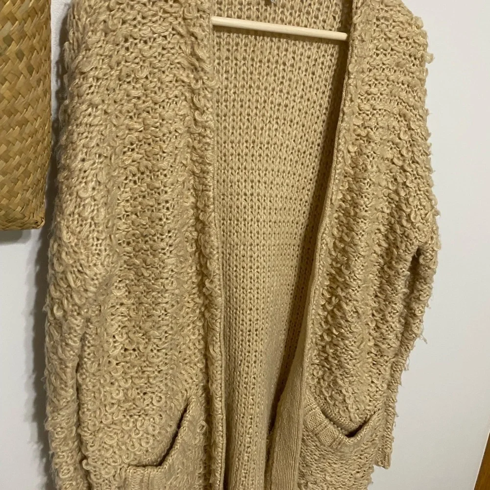 Ecote Textured Tan Cardigan Sweater